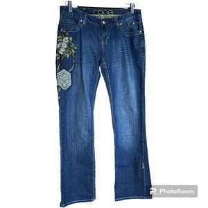 Coogi Embroidered Floral Print with Patches Denim Jean Size 11/12